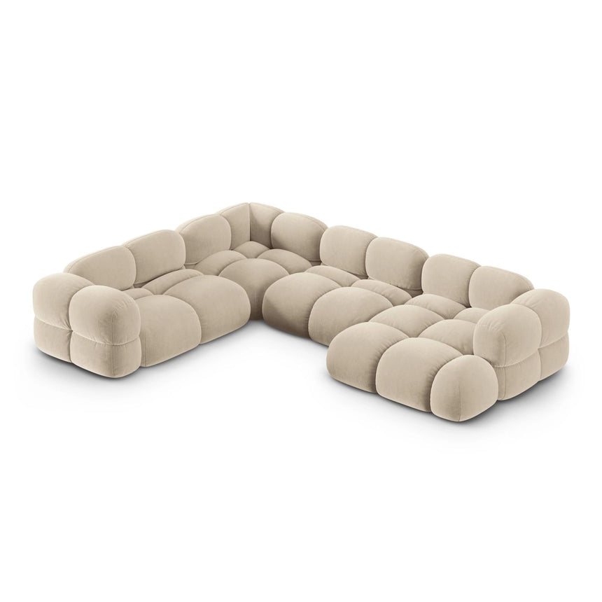 Loretto 5-Sitzer Panorama Ecksofa, Linke Seite, aus Samt oder Strukturstoff, 345x250x68 cm von Cosmopolitan Design – Bild 1