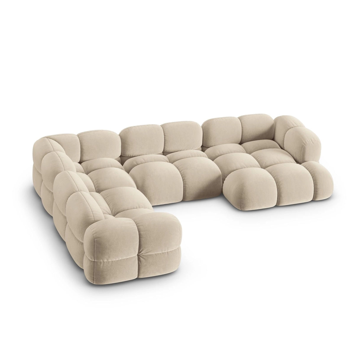 Loretto 5-Sitzer Panorama Ecksofa, Linke Seite, aus Samt oder Strukturstoff, 345x250x68 cm von Cosmopolitan Design – Bild 4