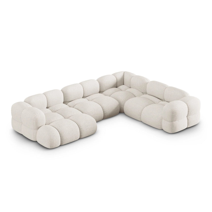 Loretto 5-Sitzer Panorama Ecksofa, Rechte Seite, aus Strukturierter Stoff in Beige (Sorella 03), Beine aus Schwarzes Plastik, 345x250x68 cm von Cosmopolitan Design – Bild 1