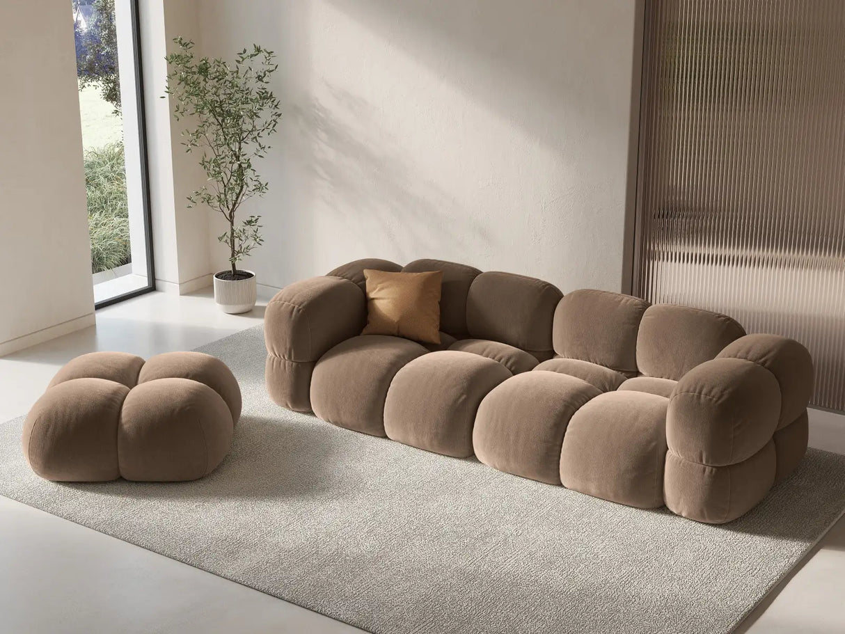 Loretto Pouf aus Samt in Dunkelbeige (Vogue 3), 90x90x40 cm von Cosmopolitan Design – Bild 2
