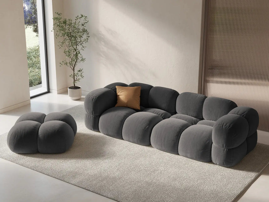 Loretto Pouf aus Samt in Grau (Vogue 15), 90x90x40 cm von Cosmopolitan Design – Bild 2