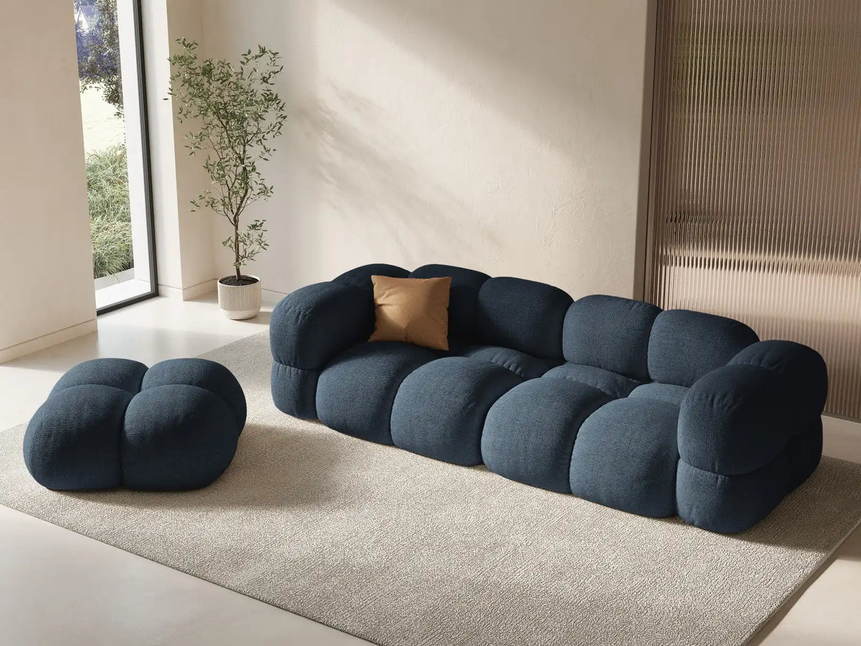 Loretto Pouf aus Strukturierter Stoff in Dunkelblau (Sorella 77), 90x90x40 cm von Cosmopolitan Design – Bild 2
