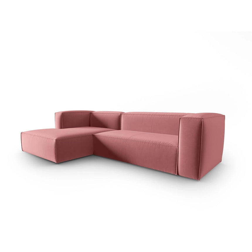 Mackay 4-Sitzer Ecksofa, Linke Seite, aus Samt in Flamingo (Casino Salmon), 282x166x73 cm von Cosmopolitan Design – Bild 3