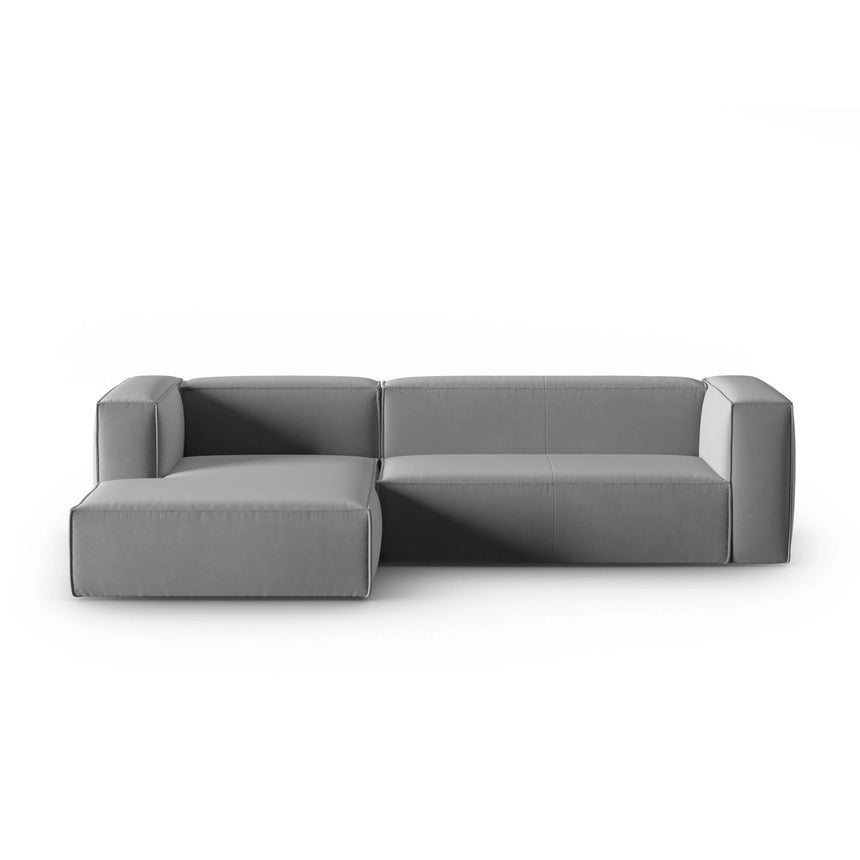 Mackay 4-Sitzer Ecksofa, Linke Seite, aus Samt in Hellgrau (Casino Ash), 282x166x73 cm von Cosmopolitan Design – Bild 1