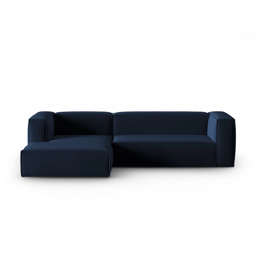 Mackay 4-Sitzer Ecksofa, Linke Seite, aus Samt in Königsblau (Casino Deep Blue), 282x166x73 cm von Cosmopolitan Design – Bild 1