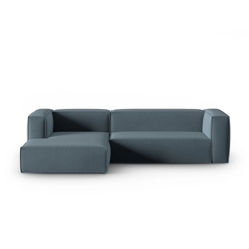 Mackay 4-Sitzer Ecksofa, Linke Seite, aus Samt in Pastellblau (Casino Dark Blue), 282x166x73 cm von Cosmopolitan Design – Bild 1