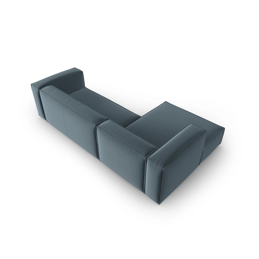 Mackay 4-Sitzer Ecksofa, Linke Seite, aus Samt in Pastellblau (Casino Dark Blue), 282x166x73 cm von Cosmopolitan Design – Bild 4