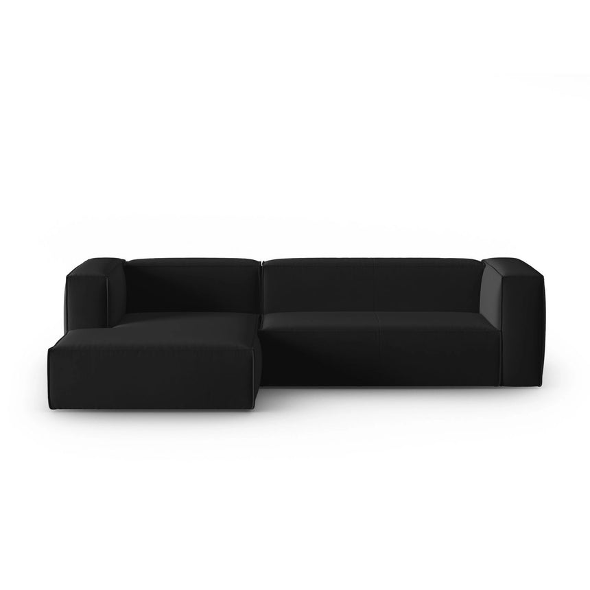 Mackay 4-Sitzer Ecksofa, Linke Seite, aus Samt in Schwarz (Casino Black), 282x166x73 cm von Cosmopolitan Design – Bild 1
