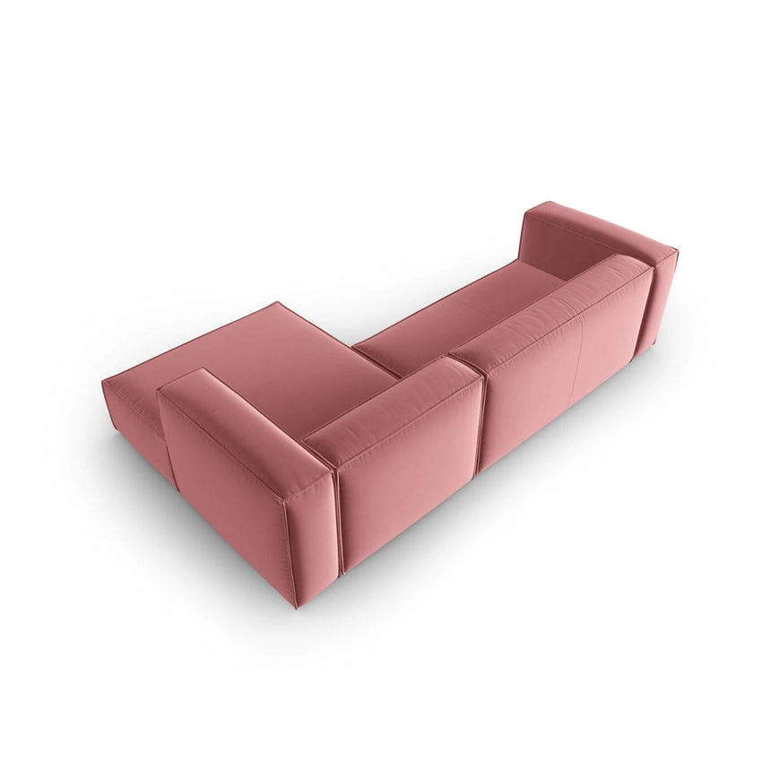 Mackay 4-Sitzer Ecksofa, Rechte Seite, aus Samt in Flamingo (Casino Salmon), 282x166x73 cm von Cosmopolitan Design – Bild 4