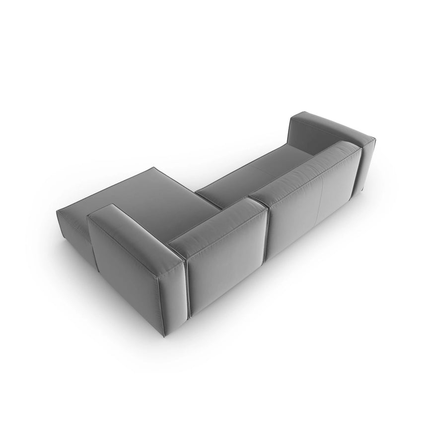 Mackay 4-Sitzer Ecksofa, Rechte Seite, aus Samt in Hellgrau (Casino Ash), 282x166x73 cm von Cosmopolitan Design – Bild 4