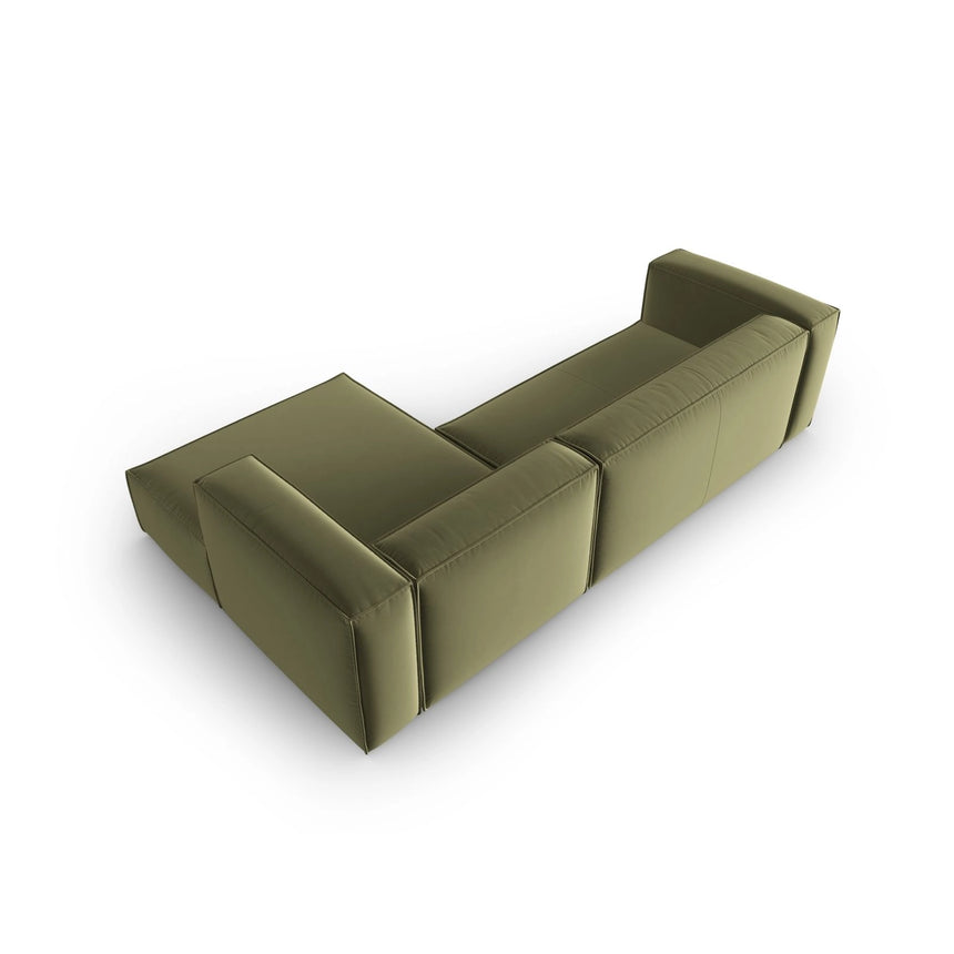 Mackay 4-Sitzer Ecksofa, Rechte Seite, aus Samt in Hellgrün (Casino Forest), 282x166x73 cm von Cosmopolitan Design – Bild 4