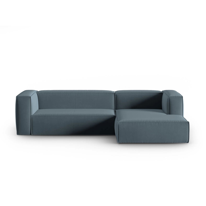 Mackay 4-Sitzer Ecksofa, Rechte Seite, aus Samt in Pastellblau (Casino Dark Blue), 282x166x73 cm von Cosmopolitan Design – Bild 1