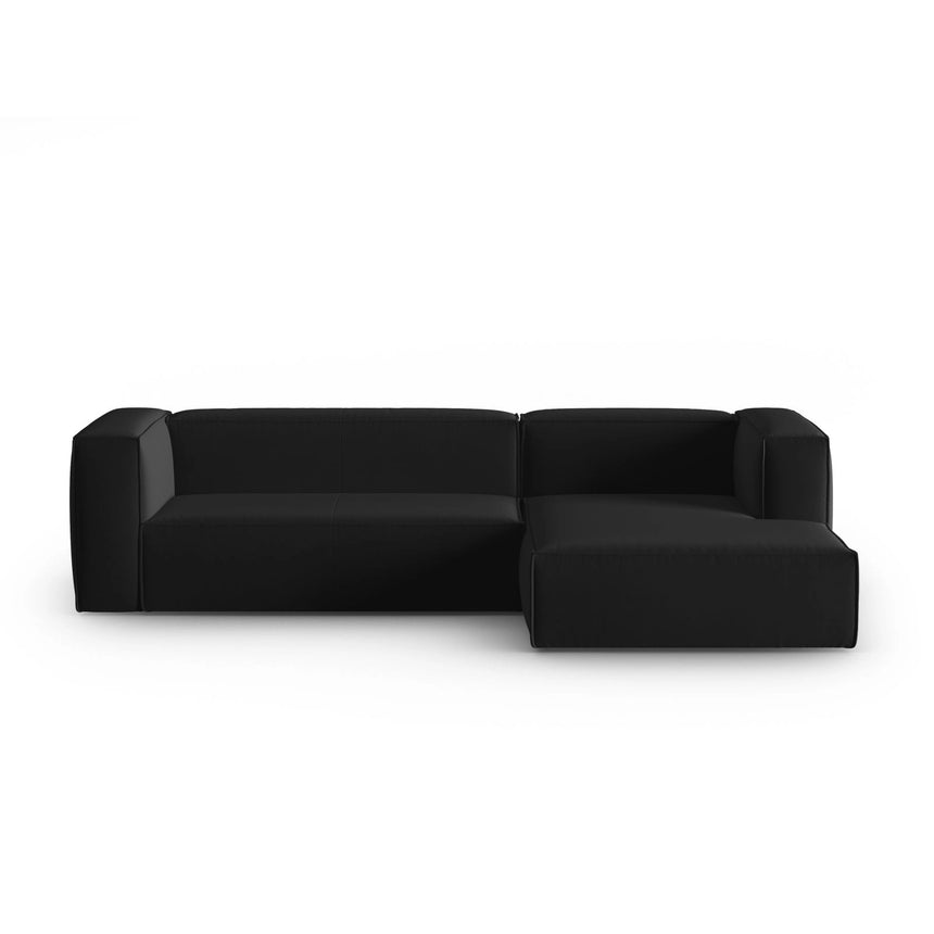 Mackay 4-Sitzer Ecksofa, Rechte Seite, aus Samt in Schwarz (Casino Black), 282x166x73 cm von Cosmopolitan Design – Bild 1
