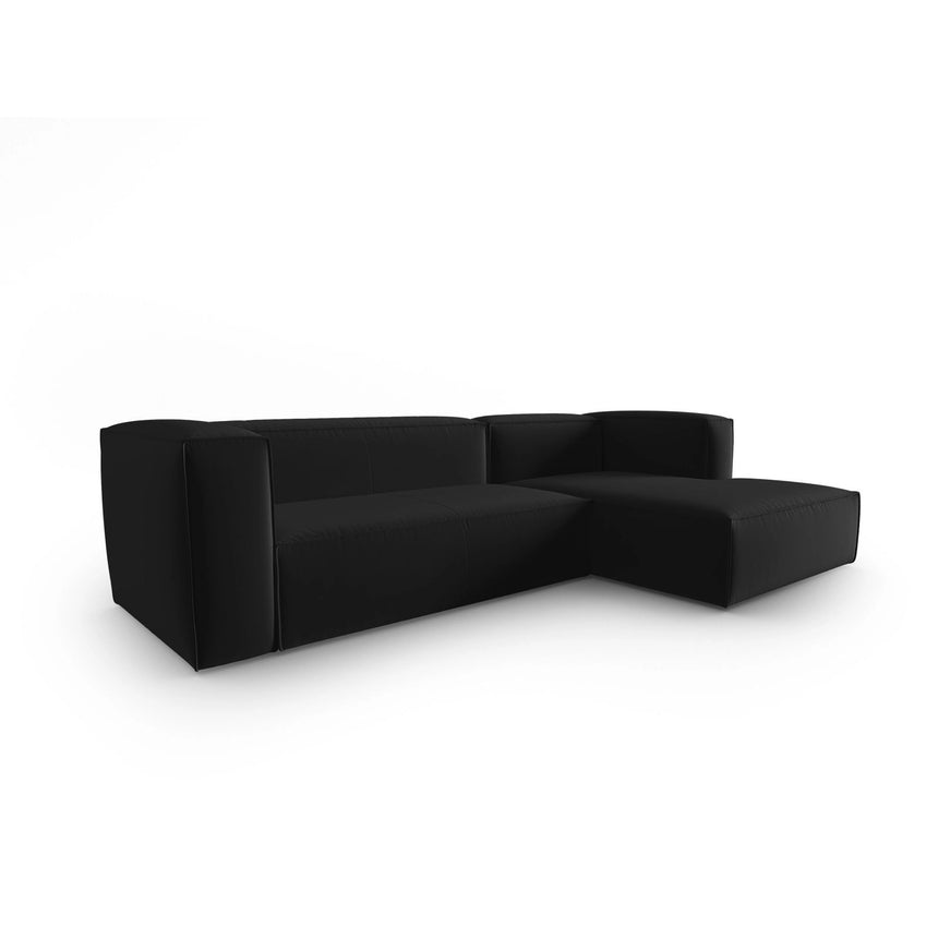 Mackay 4-Sitzer Ecksofa, Rechte Seite, aus Samt in Schwarz (Casino Black), 282x166x73 cm von Cosmopolitan Design – Bild 3