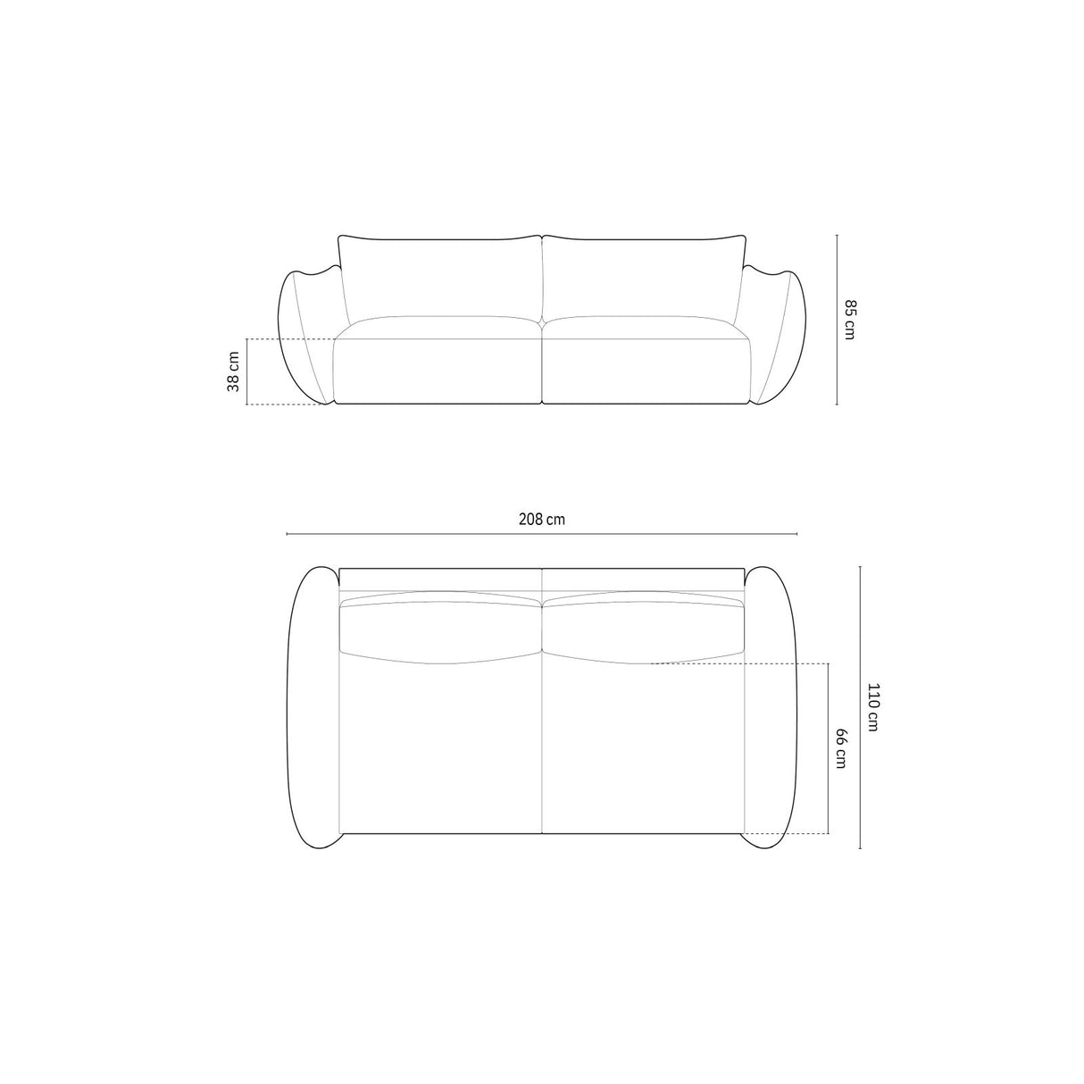 Matera 3-Sitzer Sofa aus Samt in Terrakotta (Salvador 14), 208x110x85 cm von Cosmopolitan Design – Bild 2