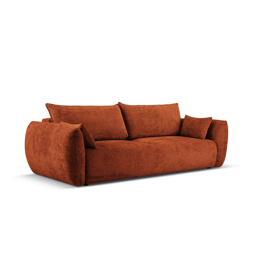 Matera 3-Sitzer Sofa mit Schlaffunktion und Stauraum, aus Chenille in Terrakotta (Haga 44), 240x108x86 cm von Cosmopolitan Design – Bild 3
