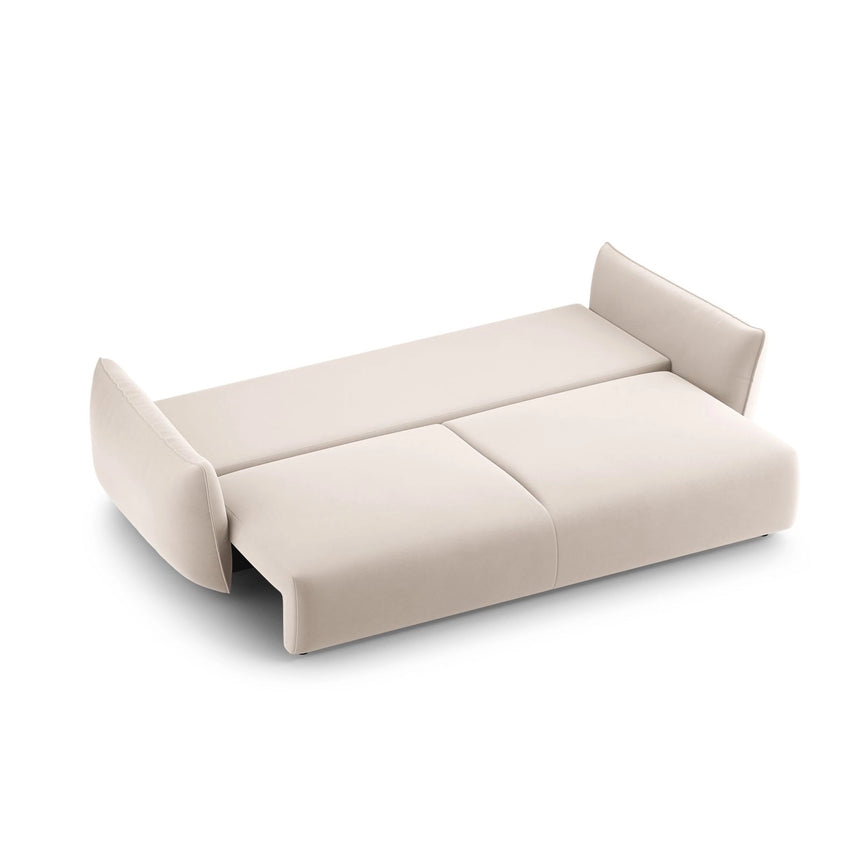 Matera 3-Sitzer Sofa mit Schlaffunktion und Stauraum, aus Samt in Beige (Salvador 1), 240x108x86 cm von Cosmopolitan Design – Bild 7