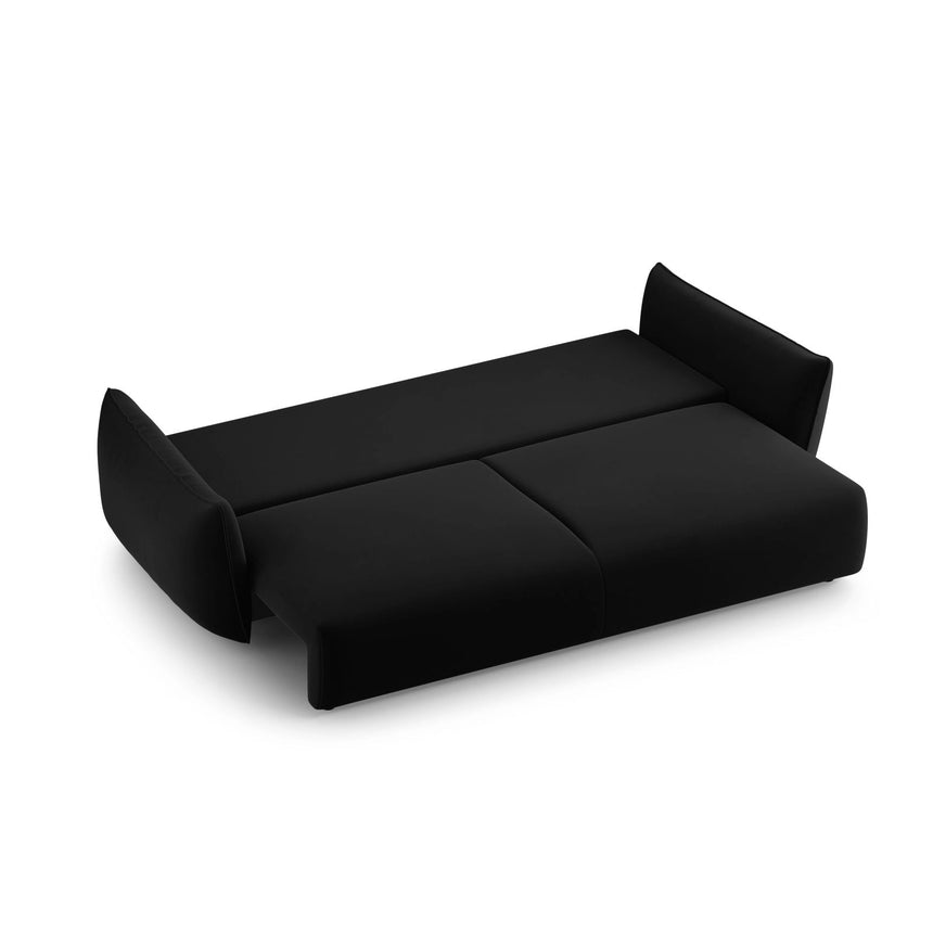 Matera 3-Sitzer Sofa mit Schlaffunktion und Stauraum, aus Samt in Schwarz (Salvador 19), 240x108x86 cm von Cosmopolitan Design – Bild 7