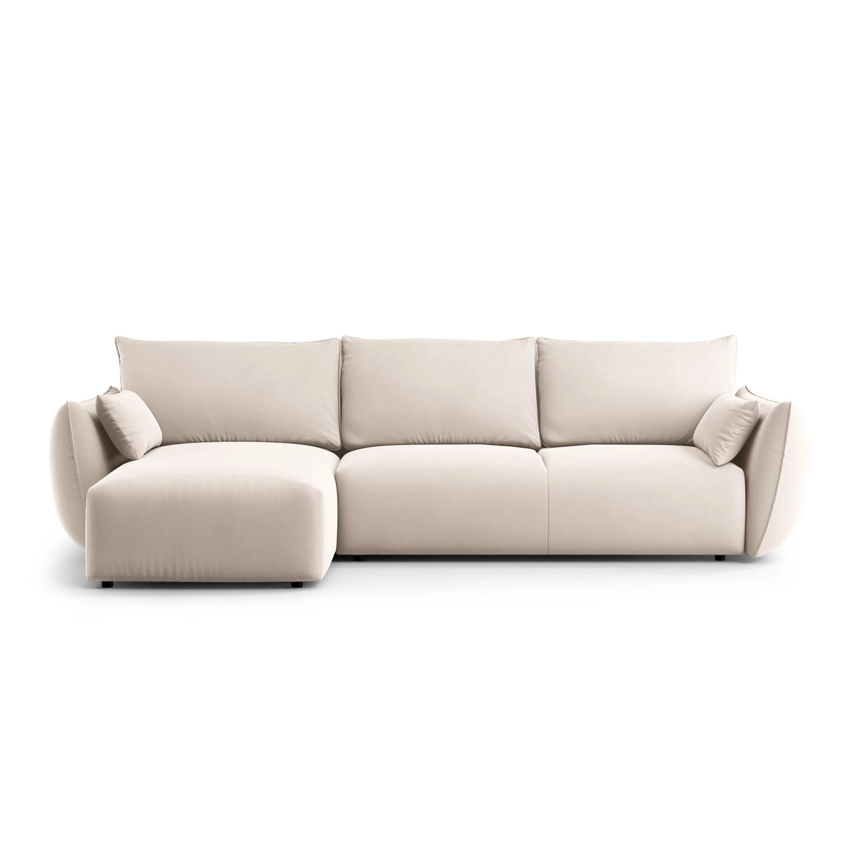 Matera 4-Sitzer Ecksofa, Linke Seite, aus Samt in Beige (Salvador 1), 253x173x86 cm von Cosmopolitan Design – Bild 1