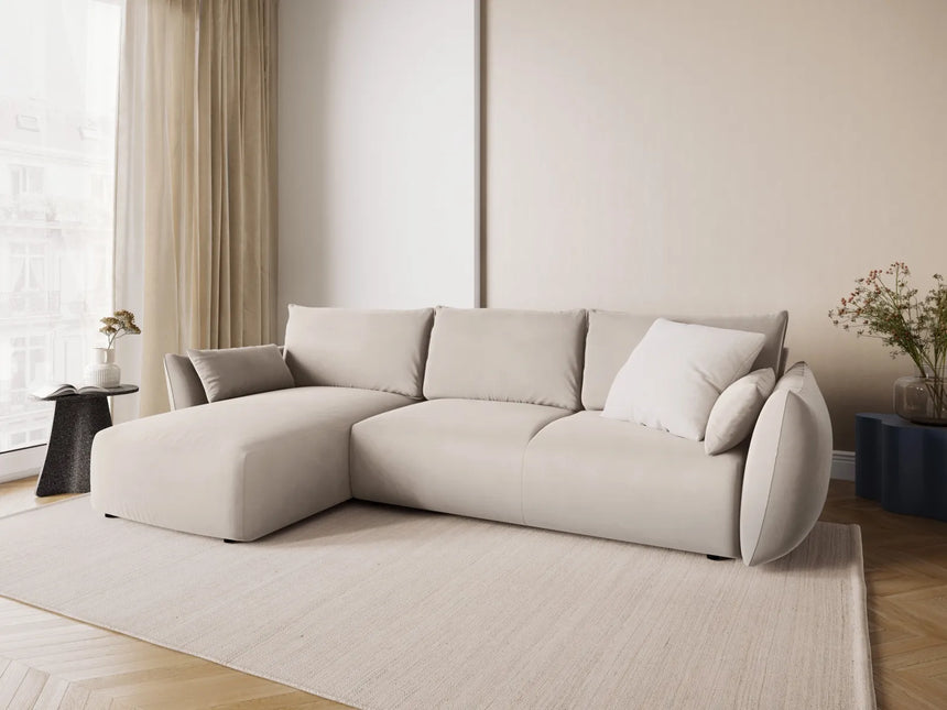 Matera 4-Sitzer Ecksofa, Linke Seite, aus Samt in Beige (Salvador 1), 253x173x86 cm von Cosmopolitan Design – Bild 2