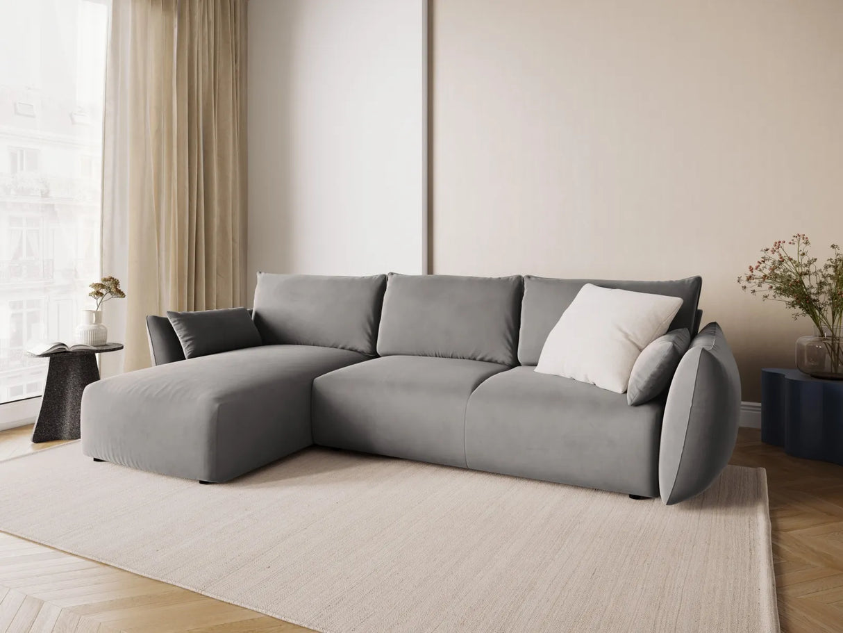 Matera 4-Sitzer Ecksofa, Linke Seite, aus Samt in Grau (Salvador 17), 253x173x86 cm von Cosmopolitan Design – Bild 2