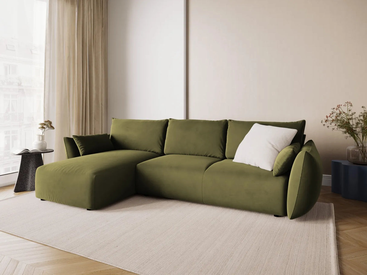Matera 4-Sitzer Ecksofa, Linke Seite, aus Samt in Grün (Salvador 8), 253x173x86 cm von Cosmopolitan Design – Bild 2