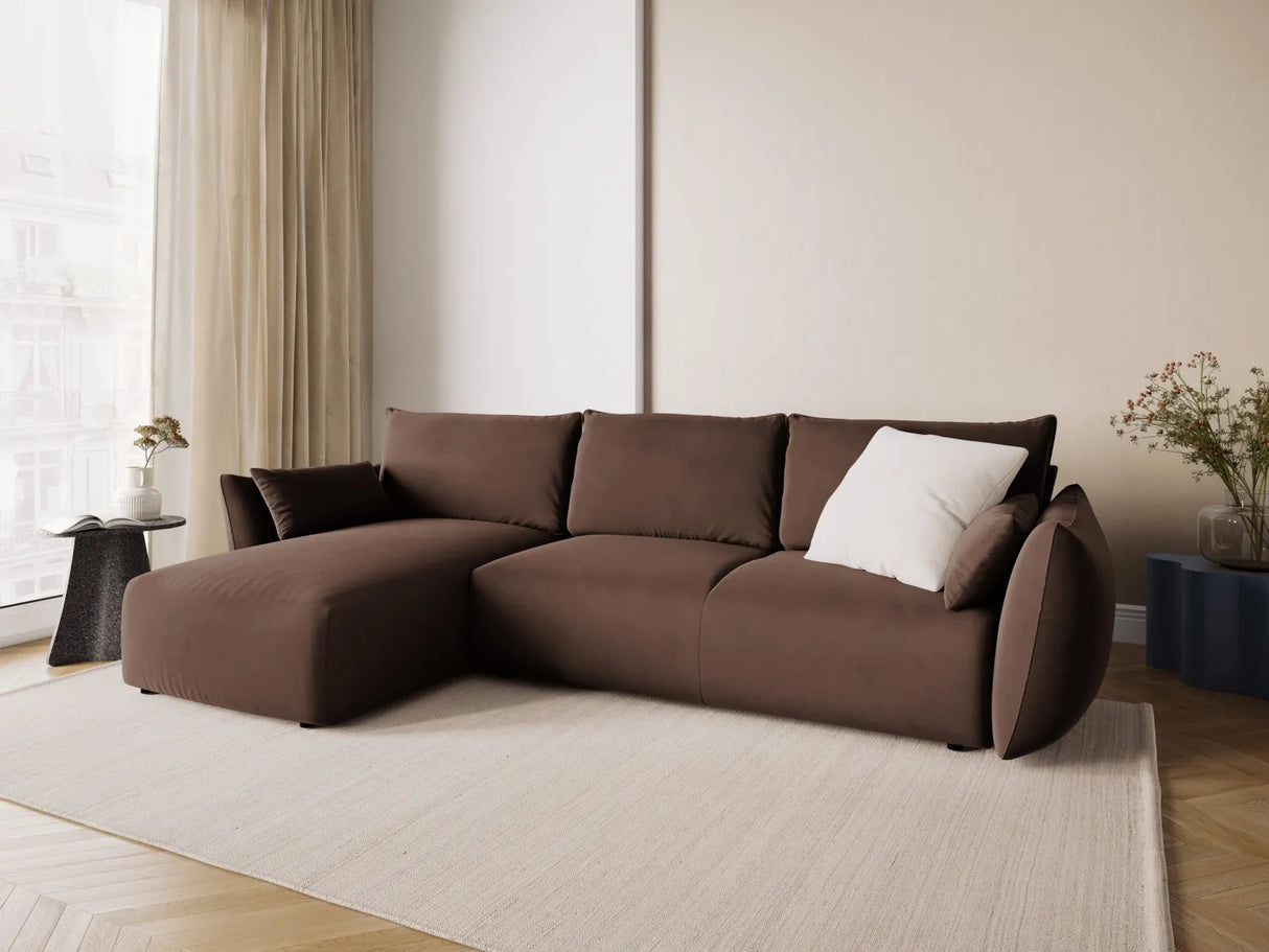 Matera 4-Sitzer Ecksofa, Linke Seite, aus Samt in Schokolade (Salvador 4), 253x173x86 cm von Cosmopolitan Design – Bild 2