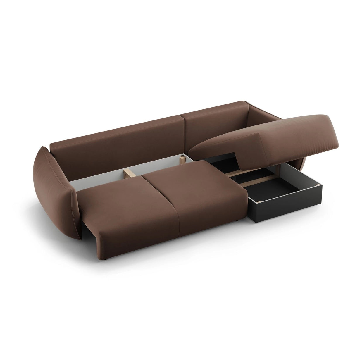 Matera 4-Sitzer Ecksofa, Linke Seite, aus Samt in Schokolade (Salvador 4), 253x173x86 cm von Cosmopolitan Design – Bild 5