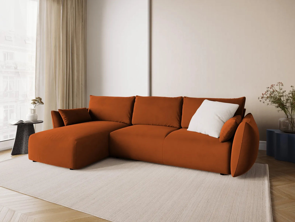 Matera 4-Sitzer Ecksofa, Linke Seite, aus Samt in Terrakotta (Salvador 14), 253x173x86 cm von Cosmopolitan Design – Bild 2