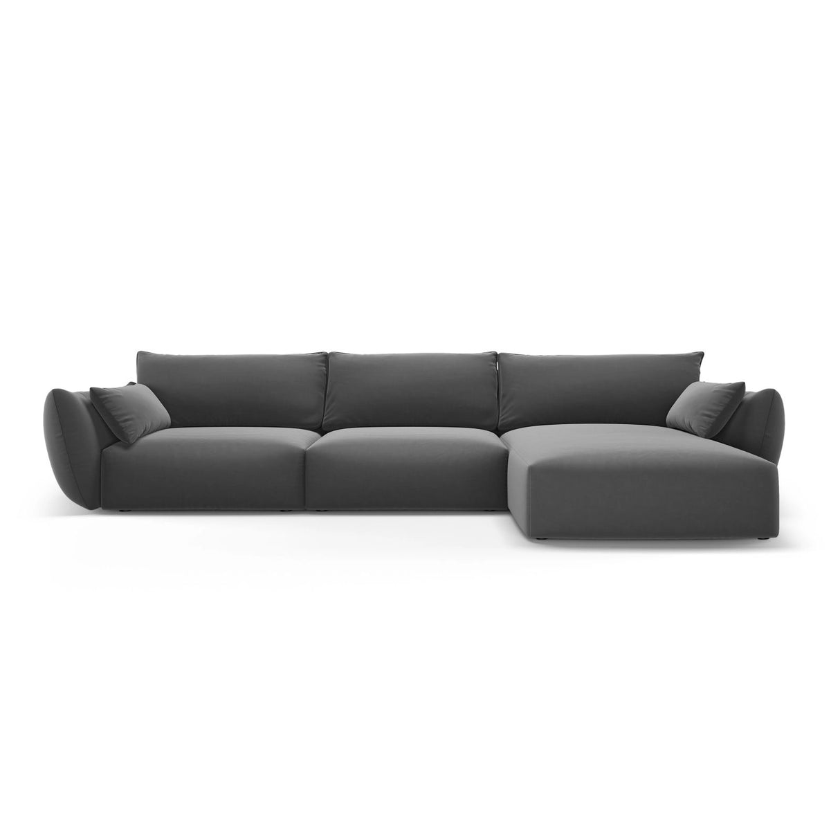 Matera 4-Sitzer Ecksofa, Rechte Seite, aus Samt in Dunkelgrau (Salvador 18), 308x171x85 cm von Cosmopolitan Design – Bild 1