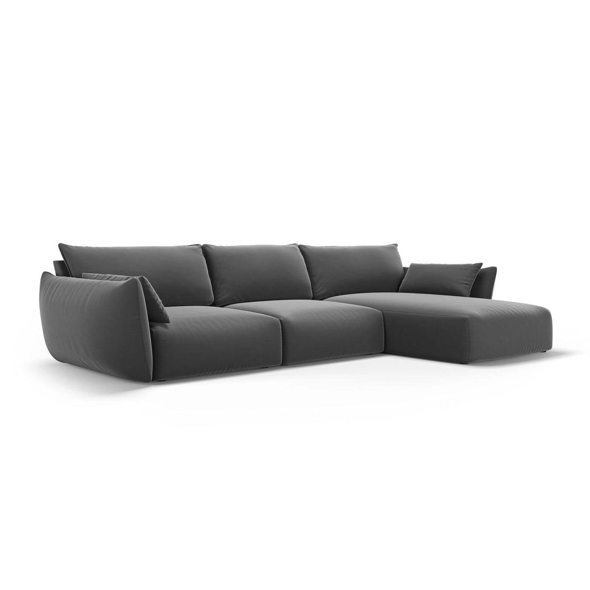 Matera 4-Sitzer Ecksofa, Rechte Seite, aus Samt in Dunkelgrau (Salvador 18), 308x171x85 cm von Cosmopolitan Design – Bild 3
