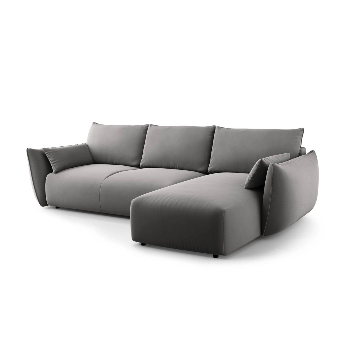 Matera 4-Sitzer Ecksofa, Rechte Seite, aus Samt in Grau (Salvador 17), 253x173x86 cm von Cosmopolitan Design – Bild 4