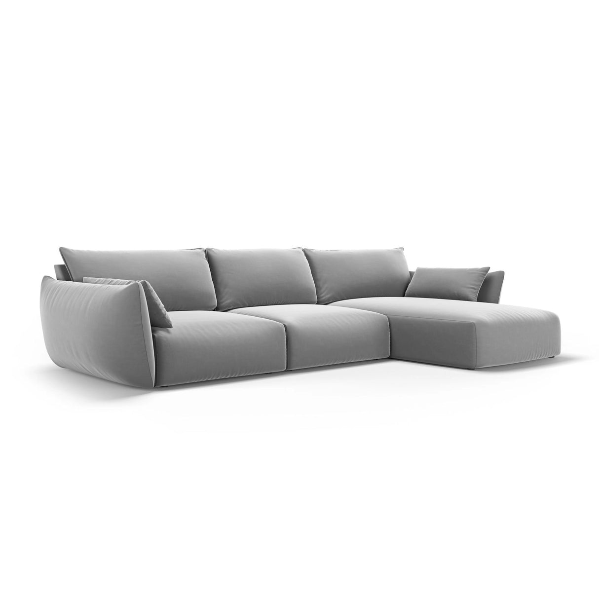 Matera 4-Sitzer Ecksofa, Rechte Seite, aus Samt in Grau (Salvador 17), 308x171x85 cm von Cosmopolitan Design – Bild 3