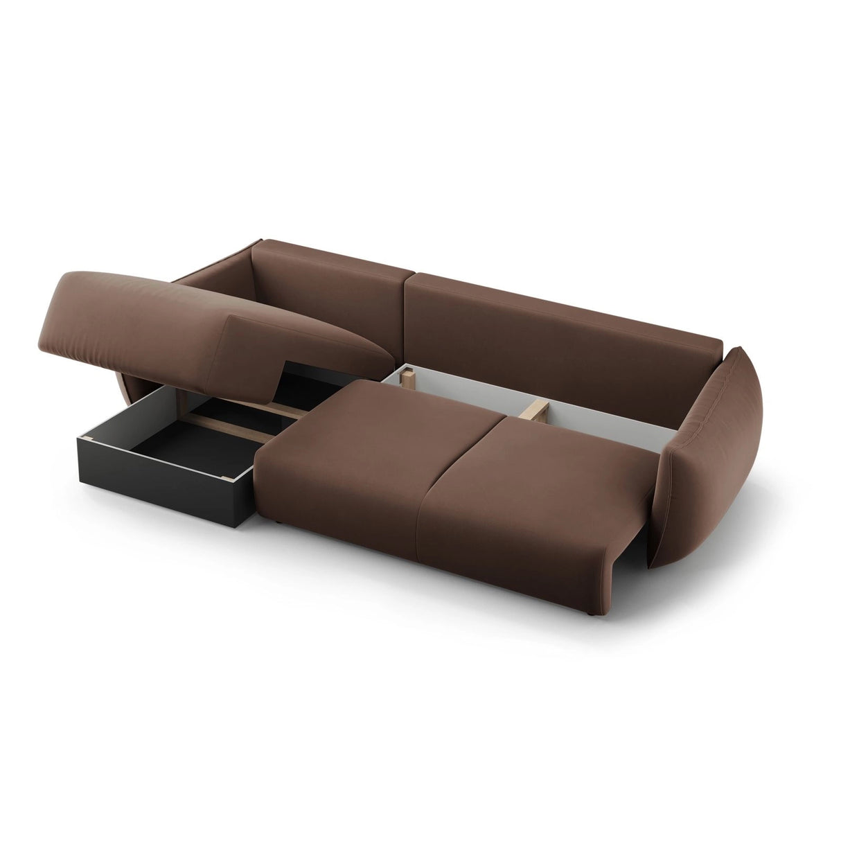 Matera 4-Sitzer Ecksofa, Rechte Seite, aus Samt in Schokolade (Salvador 4), 253x173x86 cm von Cosmopolitan Design – Bild 5