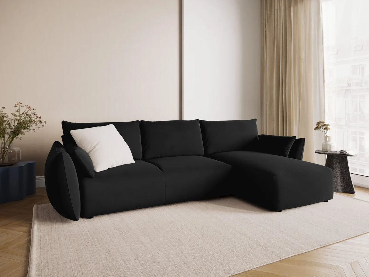 Matera 4-Sitzer Ecksofa, Rechte Seite, aus Samt in Schwarz (Salvador 19), 253x173x86 cm von Cosmopolitan Design – Bild 2