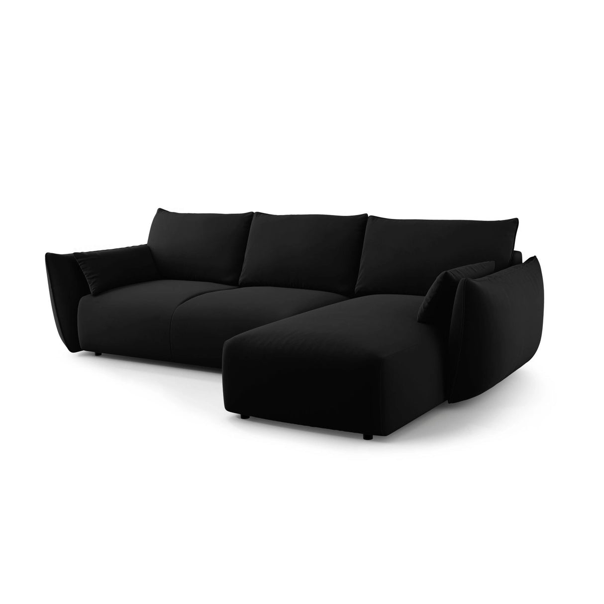 Matera 4-Sitzer Ecksofa, Rechte Seite, aus Samt in Schwarz (Salvador 19), 253x173x86 cm von Cosmopolitan Design – Bild 4