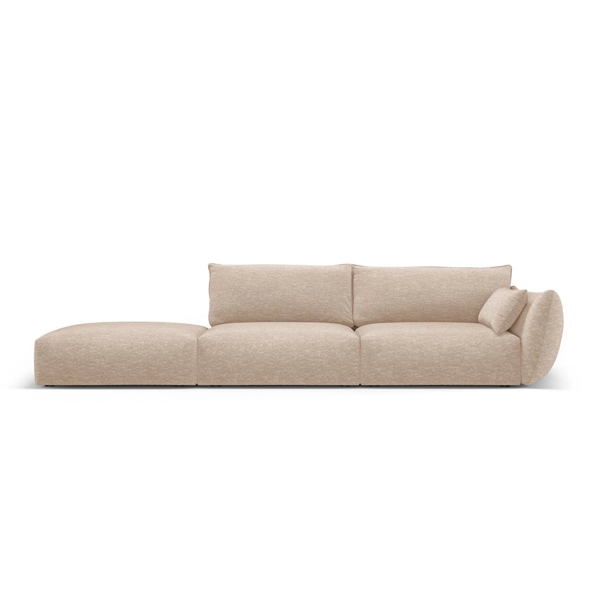 Matera 4-Sitzer Sofa, Linksseitig, aus Chenille in Beige (Haga 30), Beine aus Schwarzes Plastik, 264x110x85 cm von Cosmopolitan Design – Bild 1