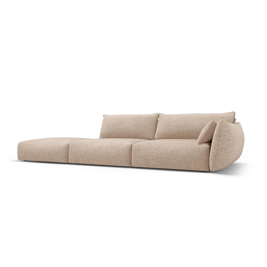 Matera 4-Sitzer Sofa, Linksseitig, aus Chenille in Beige (Haga 30), Beine aus Schwarzes Plastik, 264x110x85 cm von Cosmopolitan Design – Bild 3