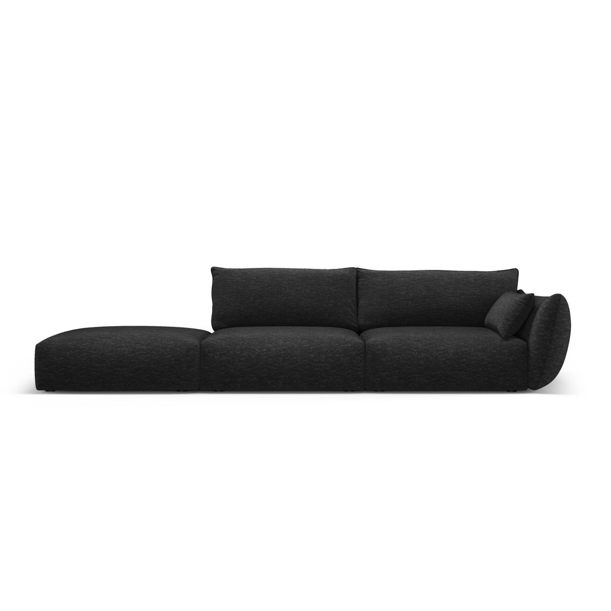 Matera 4-Sitzer Sofa, Linksseitig, aus Chenille in Schwarz (Haga 19), Beine aus Schwarzes Plastik, 264x110x85 cm von Cosmopolitan Design – Bild 1