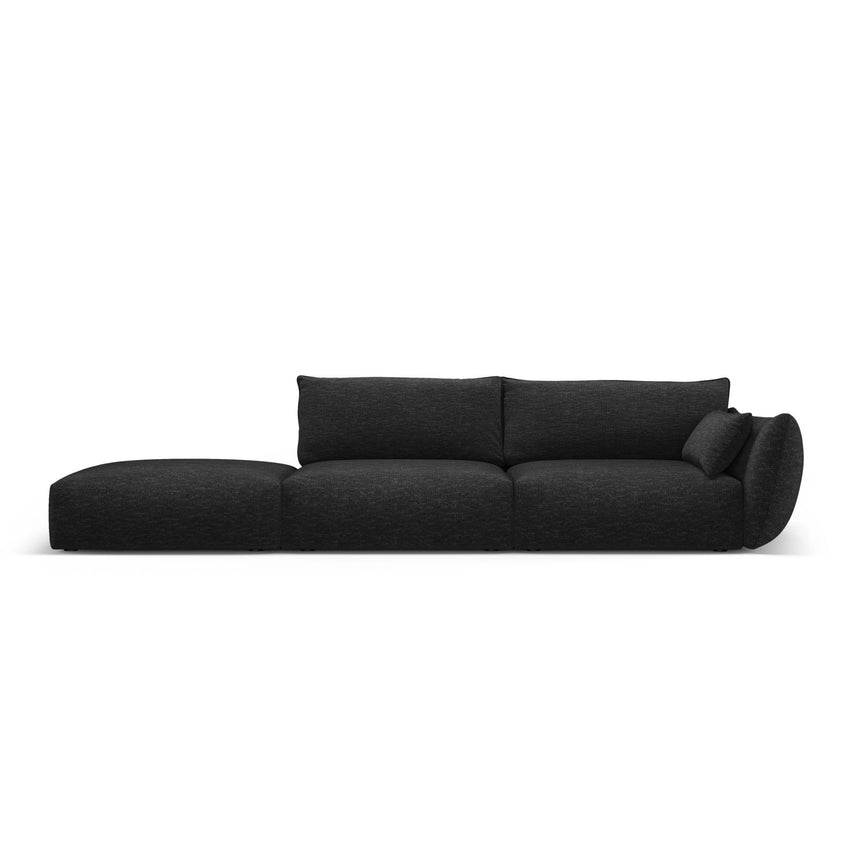 Matera 4-Sitzer Sofa, Linksseitig, aus Chenille in Schwarz (Haga 19), Beine aus Schwarzes Plastik, 264x110x85 cm von Cosmopolitan Design – Bild 1