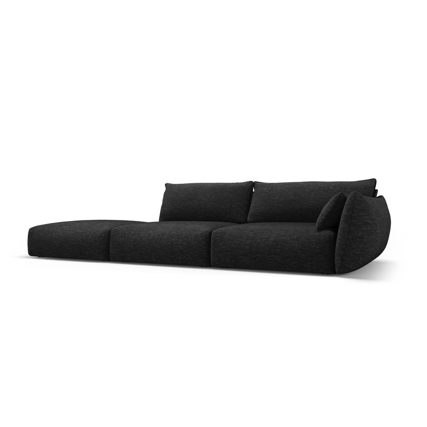 Matera 4-Sitzer Sofa, Linksseitig, aus Chenille in Schwarz (Haga 19), Beine aus Schwarzes Plastik, 264x110x85 cm von Cosmopolitan Design – Bild 3