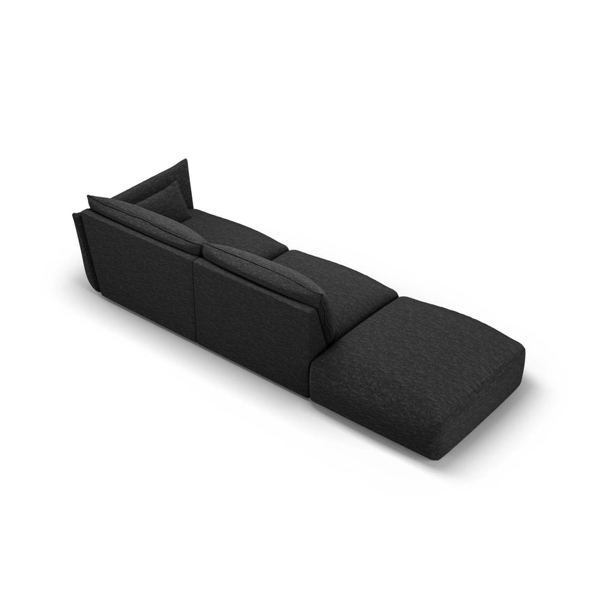 Matera 4-Sitzer Sofa, Linksseitig, aus Chenille in Schwarz (Haga 19), Beine aus Schwarzes Plastik, 264x110x85 cm von Cosmopolitan Design – Bild 4