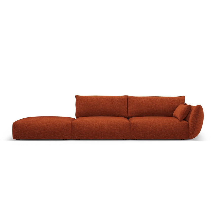 Matera 4-Sitzer Sofa, Linksseitig, aus Chenille in Terrakotta (Haga 44), Beine aus Schwarzes Plastik, 264x110x85 cm von Cosmopolitan Design – Bild 1