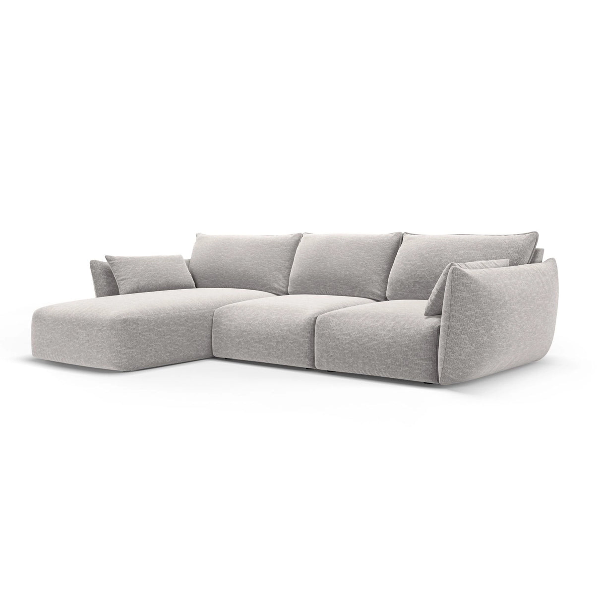 Matera 5-Sitzer Ecksofa, Linke Seite, aus Chenille in Hellgrau (Haga 06), 280x171x85 cm von Cosmopolitan Design – Bild 2