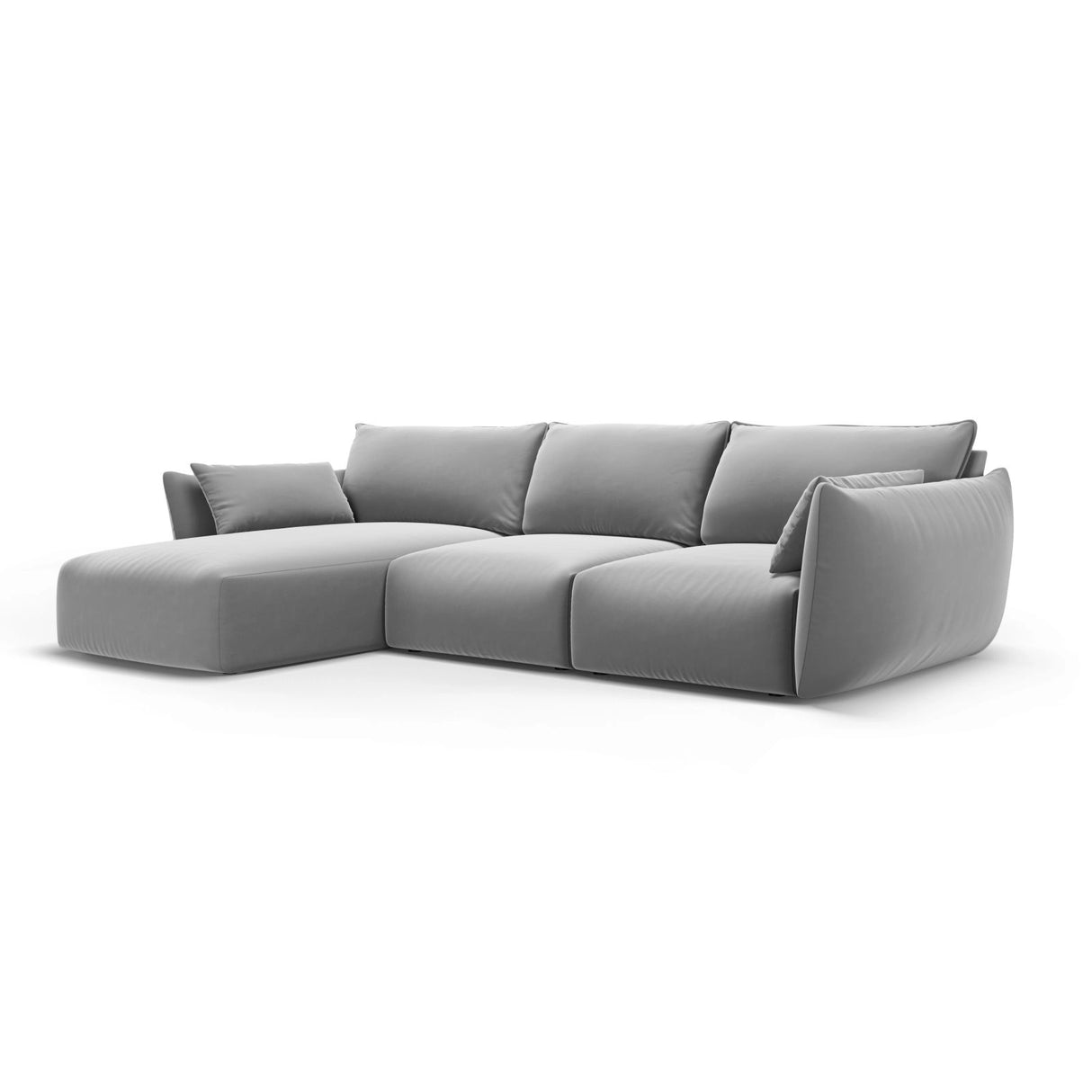 Matera 5-Sitzer Ecksofa, Linke Seite, aus Samt in Grau (Salvador 17), 280x171x85 cm von Cosmopolitan Design – Bild 2