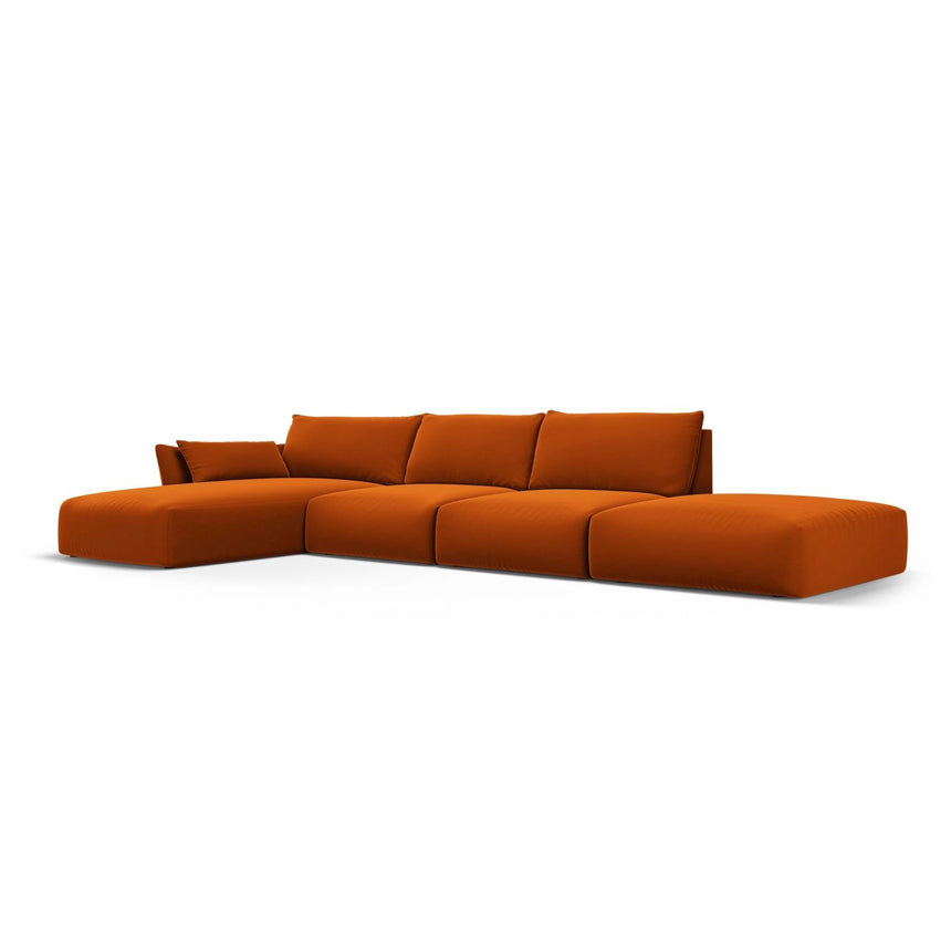 Matera 5-Sitzer Ecksofa, Linke Seite, aus Samt in Terrakotta (Salvador 14), 364x171x85 cm von Cosmopolitan Design – Bild 3