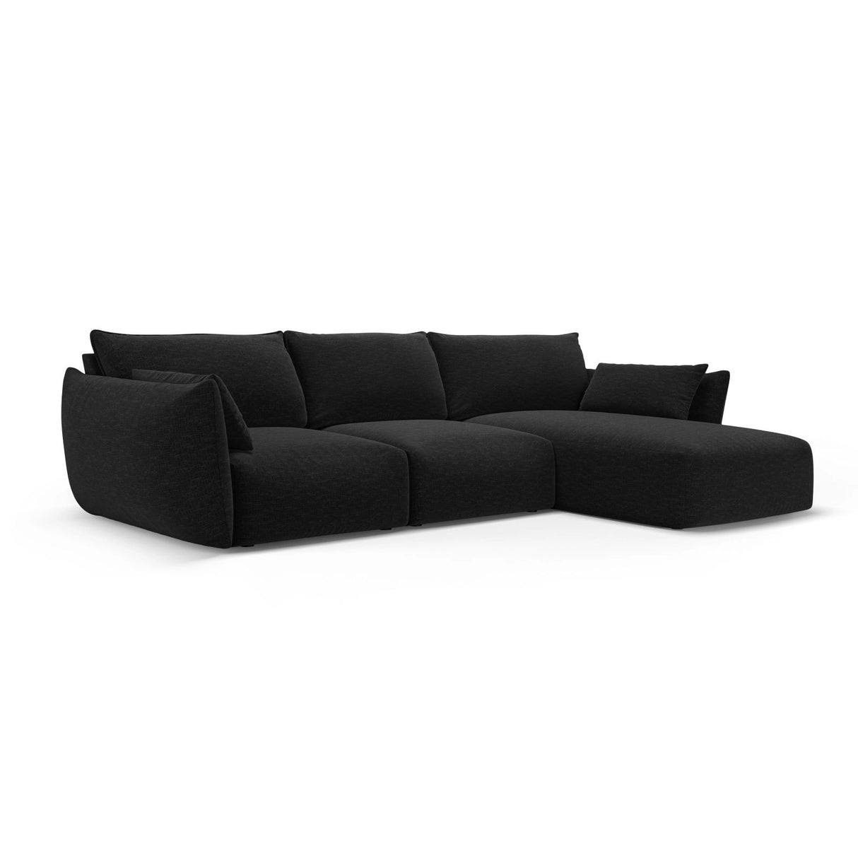 Matera 5-Sitzer Ecksofa, Rechte Seite, aus Chenille in Schwarz (Haga 19), 280x171x85 cm von Cosmopolitan Design – Bild 2