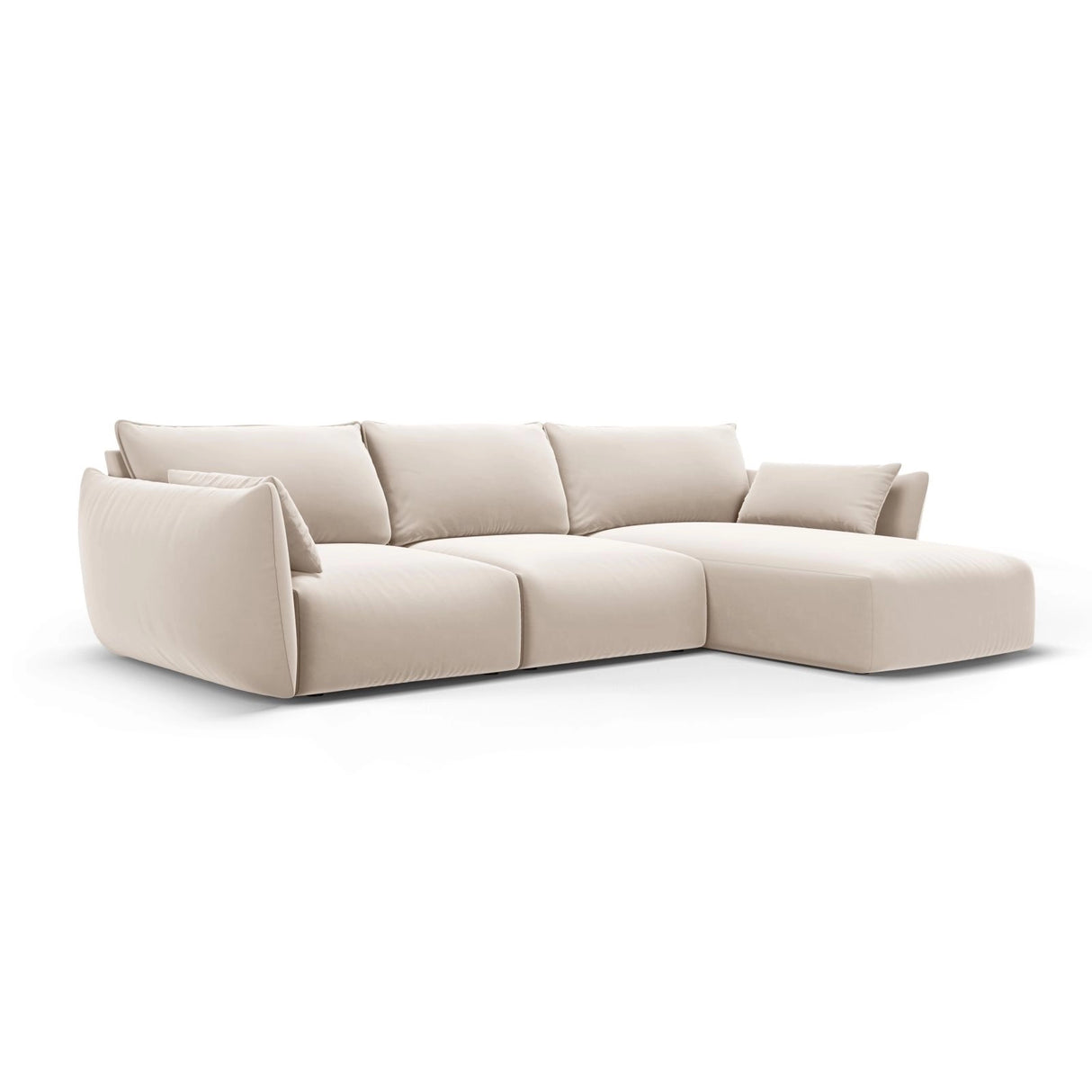 Matera 5-Sitzer Ecksofa, Rechte Seite, aus Samt in Beige (Salvador 1), 280x171x85 cm von Cosmopolitan Design – Bild 2