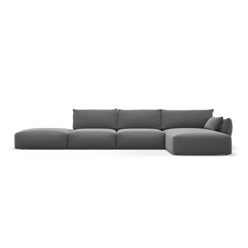 Matera 5-Sitzer Ecksofa, Rechte Seite, aus Samt in Dunkelgrau (Salvador 18), 364x171x85 cm von Cosmopolitan Design – Bild 1