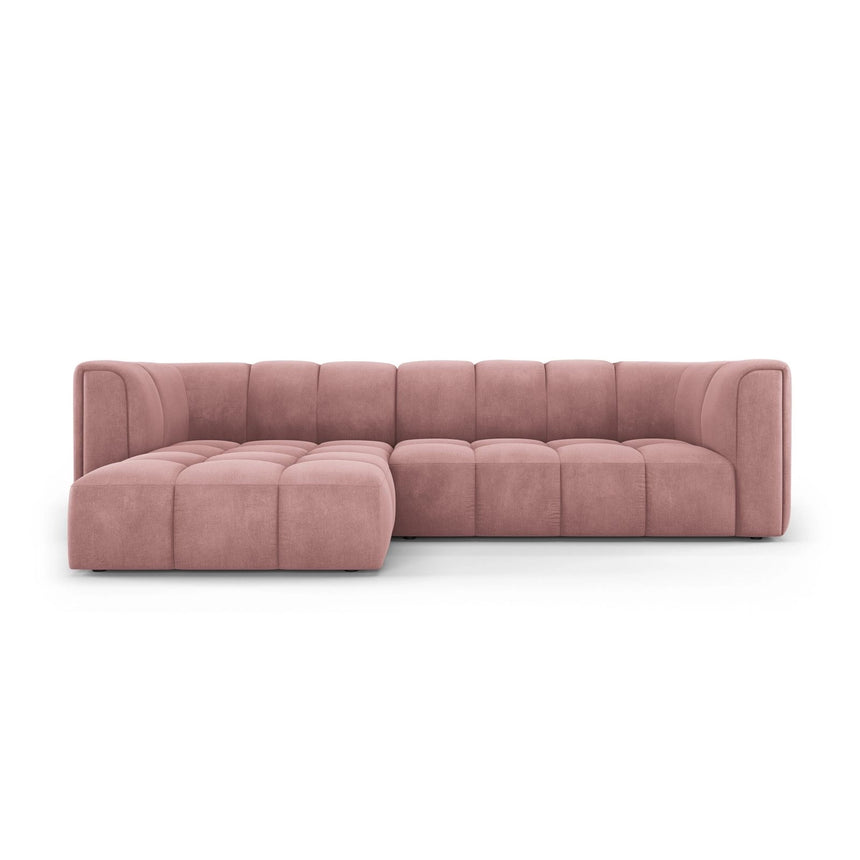 Moritz 3-Sitzer Ecksofa, Linke Seite, aus Chenille in Rosa (Rebel 7), 256x160x70 cm von Cosmopolitan Design – Bild 1